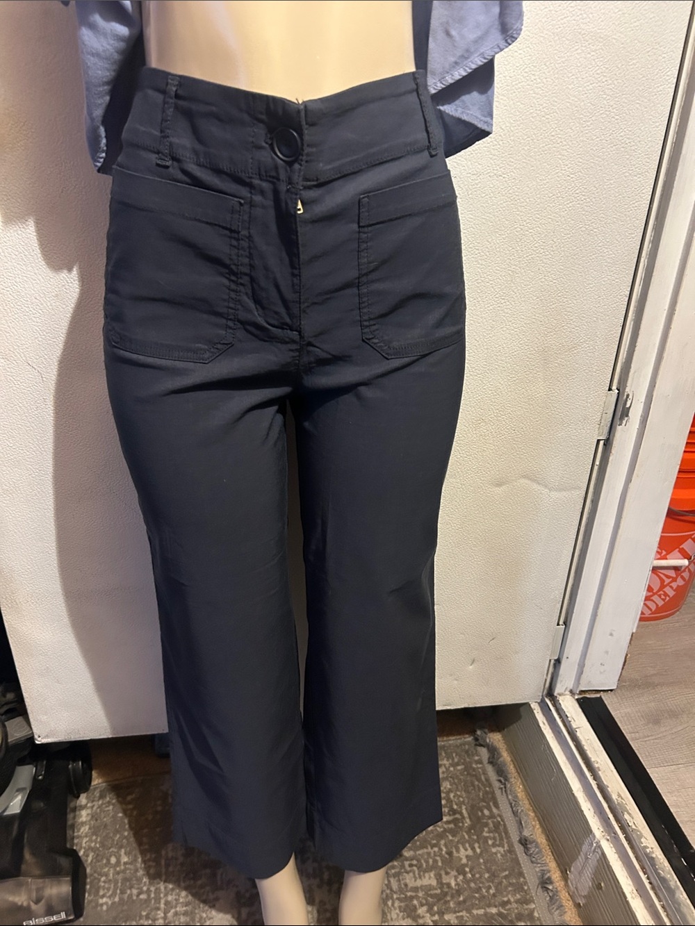 Nicole Miller Black Cropped Wide-Leg Jeans